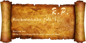 Rockenstein Pál névjegykártya